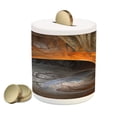 thumbnail image 1 of Fractal Piggy Bank, Ethereal Realm Concept Themed Fantasy Fiction Magic Illustration in Dark Tones, Ceramic Coin Bank Money Box for Cash Saving, 3.6" X 3.2", Orange Tan, by Ambesonne, 1 of 4