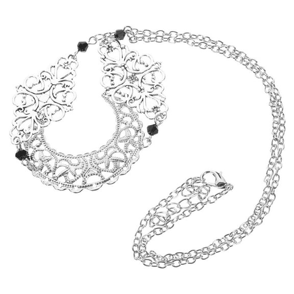 MUSEYA Rhinestone Forehead Chain For Women Retro Design And Moon Accessory Black 1Pcs