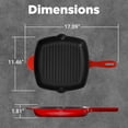 thumbnail image 7 of Nonstick Cast Iron Grill Pan - 11-Inch Kitchen Square Cast Iron Skillet Grilling Pan, Enameled Cast Iron Skillet Steak Pan w/ Side Drip Spout For Electric Stovetop, Induction, Gas - NutriChef NCCIES47, 7 of 7