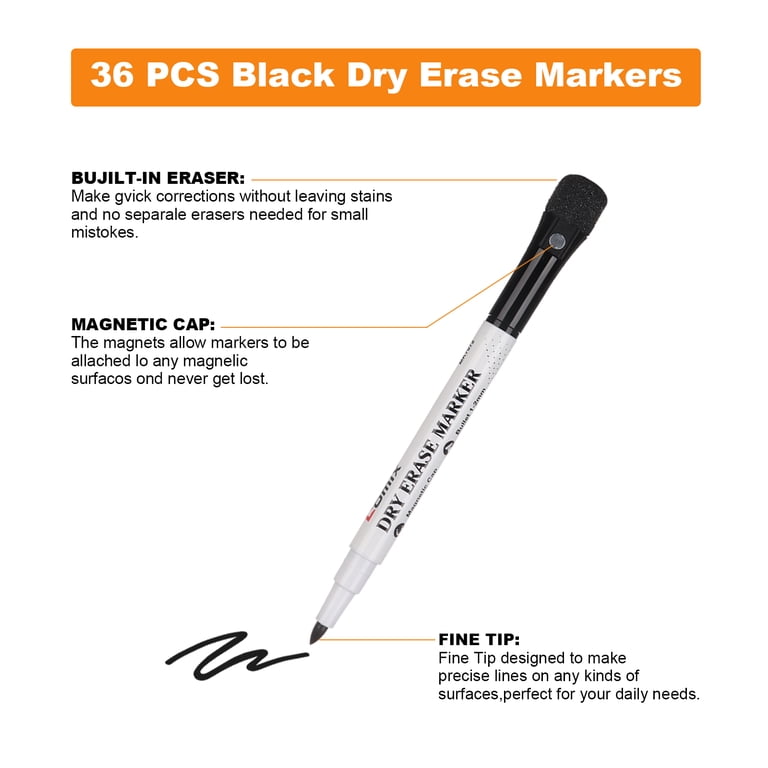 Comix Magnetic Dry Erase Markers, Black, Fine Tip (36-Pack) photo 5