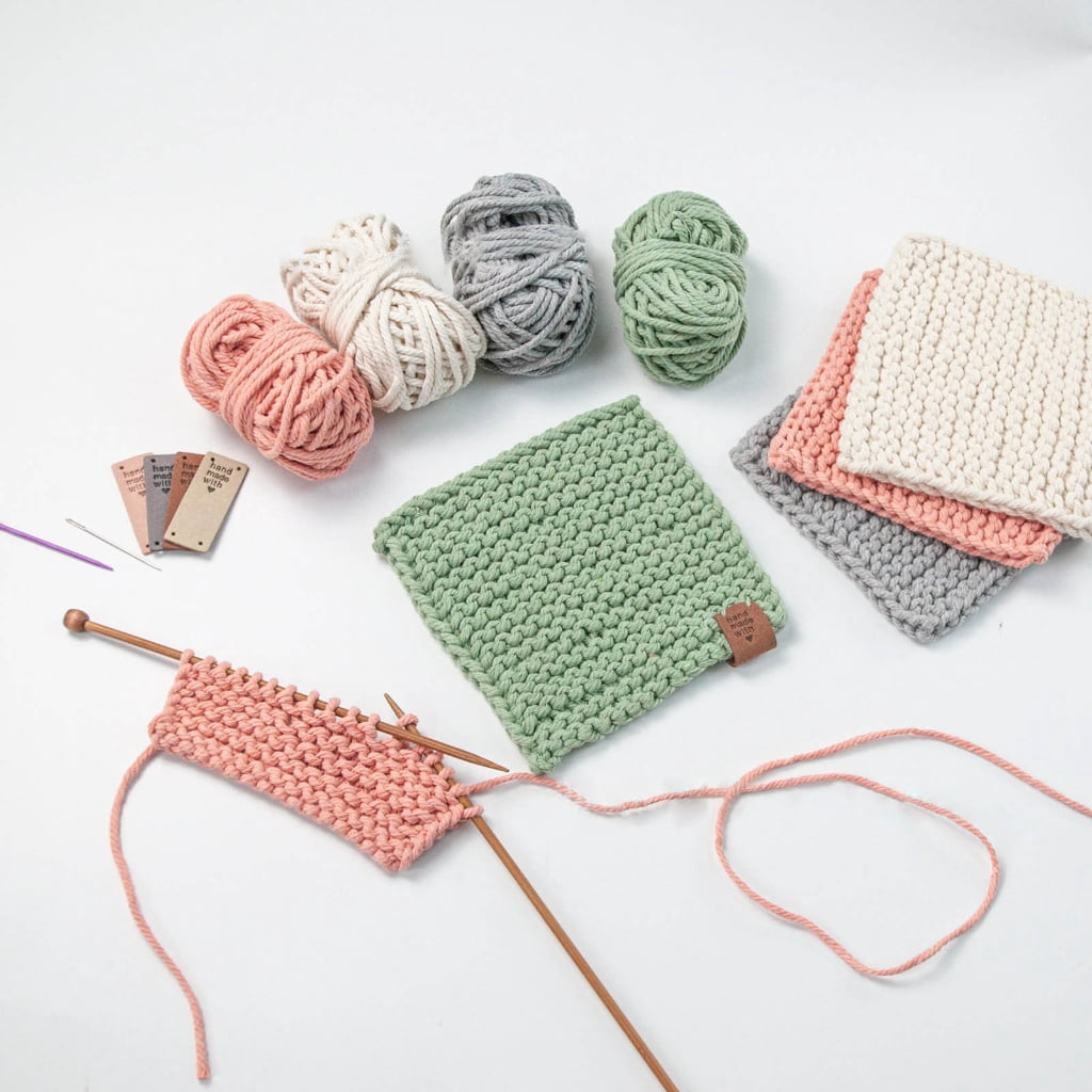 CIYISON DIY Coaster Knitting Kits for Beginners Basic Knitting Supplies Tableware Decor