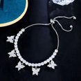 thumbnail image 2 of Sparkling White CZ Women Party Adjustable Round Butterfly Charm Bangle Bracelet, 2 of 9