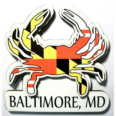 Baltimore Maryland Flag Crab Shaped Artwood Fridge (Best Crab Cakes In Baltimore Maryland)