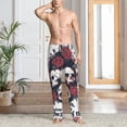 thumbnail image 2 of Gaeub Gothic Skulls And Roses Print Mens Pajama Pants,Lounge Pants With Pockets And Drawstring-Large, 2 of 6