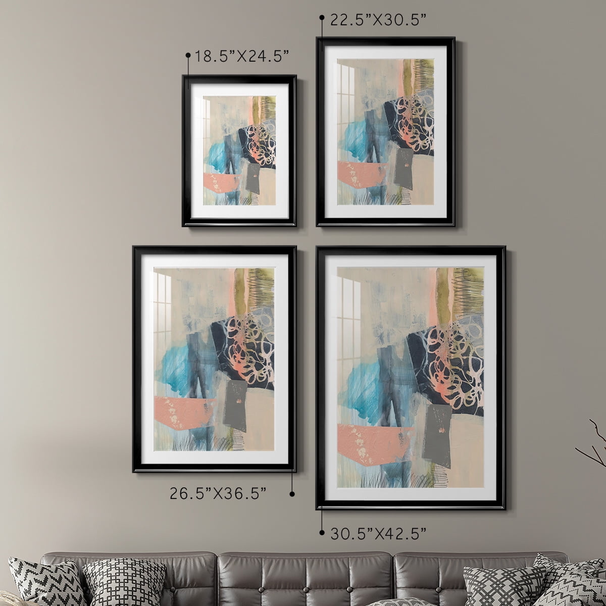 Wexford Home Reductive I Premium Framed Print, 22.5" x 30.5" - Ready to Hang, Black (Set of 2)