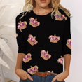 thumbnail image 2 of PMUYBHF T-Shirt Imprimé Joyeuses Fêtes Manches 3/4 Col Rond Blouse 5708 m, 2 of 5