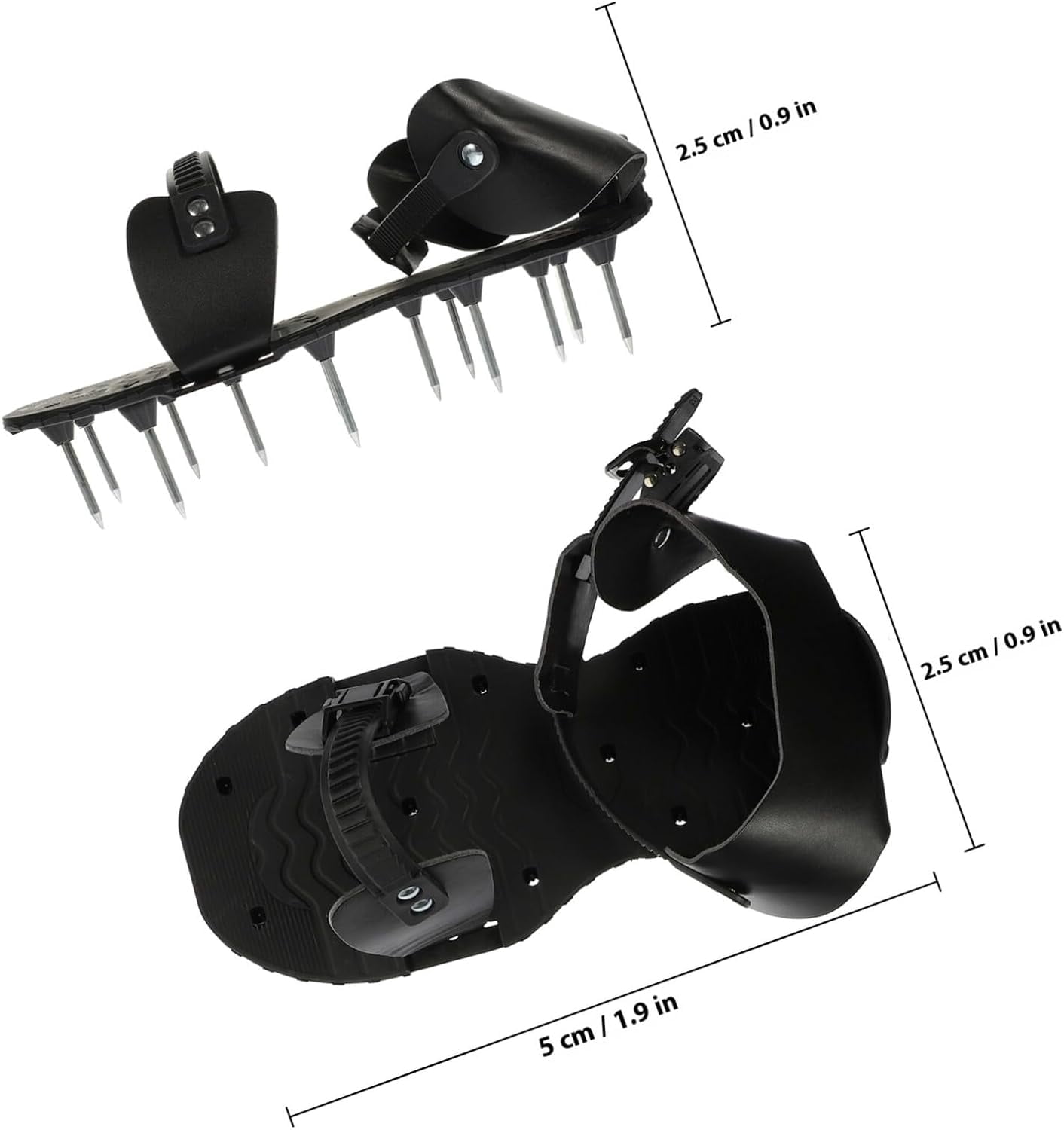 Adjustable lawn aeration shoes with spikes, suitable for garden lawn turf aeration, black, a pair of garden spike shoes for soil oxidation and lawn care