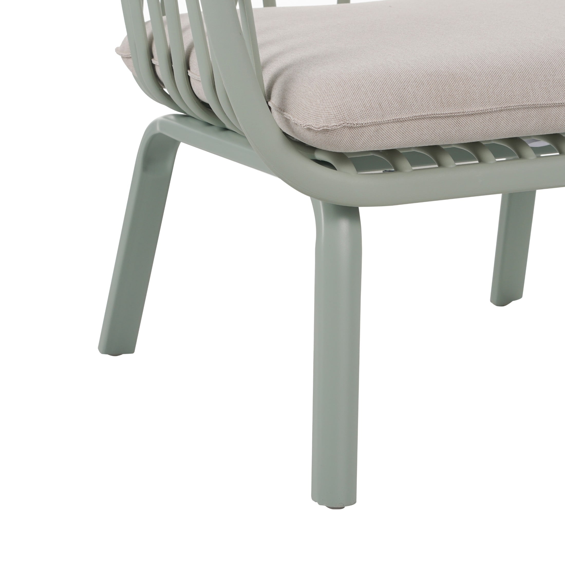Modern Outdoor Patio Club Chairs with PP Frame, Weather-Resistant Design, Green+Beige, Set of 2