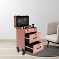 thumbnail image 2 of Miumaeov Professional Rolling Makeup Train Case Aluminum Salon Cosmetic Trolley Nail Polish Storage Organizer with Adjustable Dividers (Gold), 2 of 18