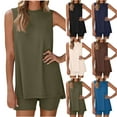 thumbnail image 2 of Tumotour 2 Piece Outfits Set For Women Casual Summer Sleeveless Tunic Top Crewneck Shorts Lounge Sets Loose Women Beach Fashion 2025, 2 of 9
