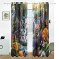 thumbnail image 2 of Tiger Flowers Butterflies Waterfall Black Out Curtains 84 Inch Length Curtains for Sliding Glass Doors Bedroom Living Room 2 Pack, 2 of 6