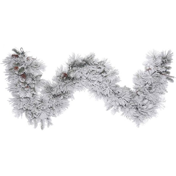 Vickerman 9' Flocked Alberta Artificial Christmas Garland, Unlit