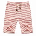 thumbnail image 2 of Gamivast Plus Size Linen Shorts for Men Striped High Waisted Lightweight Elastic Waist Shorts with Pockets Relaxed Fit Drawstring Lounge Bermuda Beach Shorts Vacation Casual Summer Bottoms Red XXXL, 2 of 7