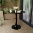 thumbnail image 2 of 31.5" Round Tulip Dining Table, Mid-Century Modern Walnut MDF Table for 4 People with Metal Pedestal Base, 2 of 9