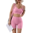 thumbnail image 2 of GILIGEGE Workout Sets Two Piece Outfits for Women Tank Top Matching High Waist Booty Lifting Shorts Seamless Yoga Outfits Lounge Matching Sets Fitness Clothes Tracksuit Gym Active Wear Outfits Pink, 2 of 7