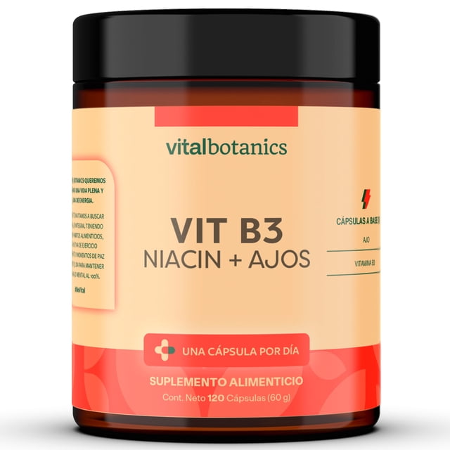 VitalBotanics Niacina Vitamina B3 con 60 capsulas Suplementos Alimenticio nicaina nicaina