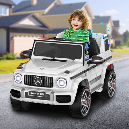 ANPABO 12V Powered Ride on Car, Mercedes-Benz G63 Licensed 1 Seater Kid Car w/ Remote Control, Gift for Boys Girls Aged 2-4 Years-White