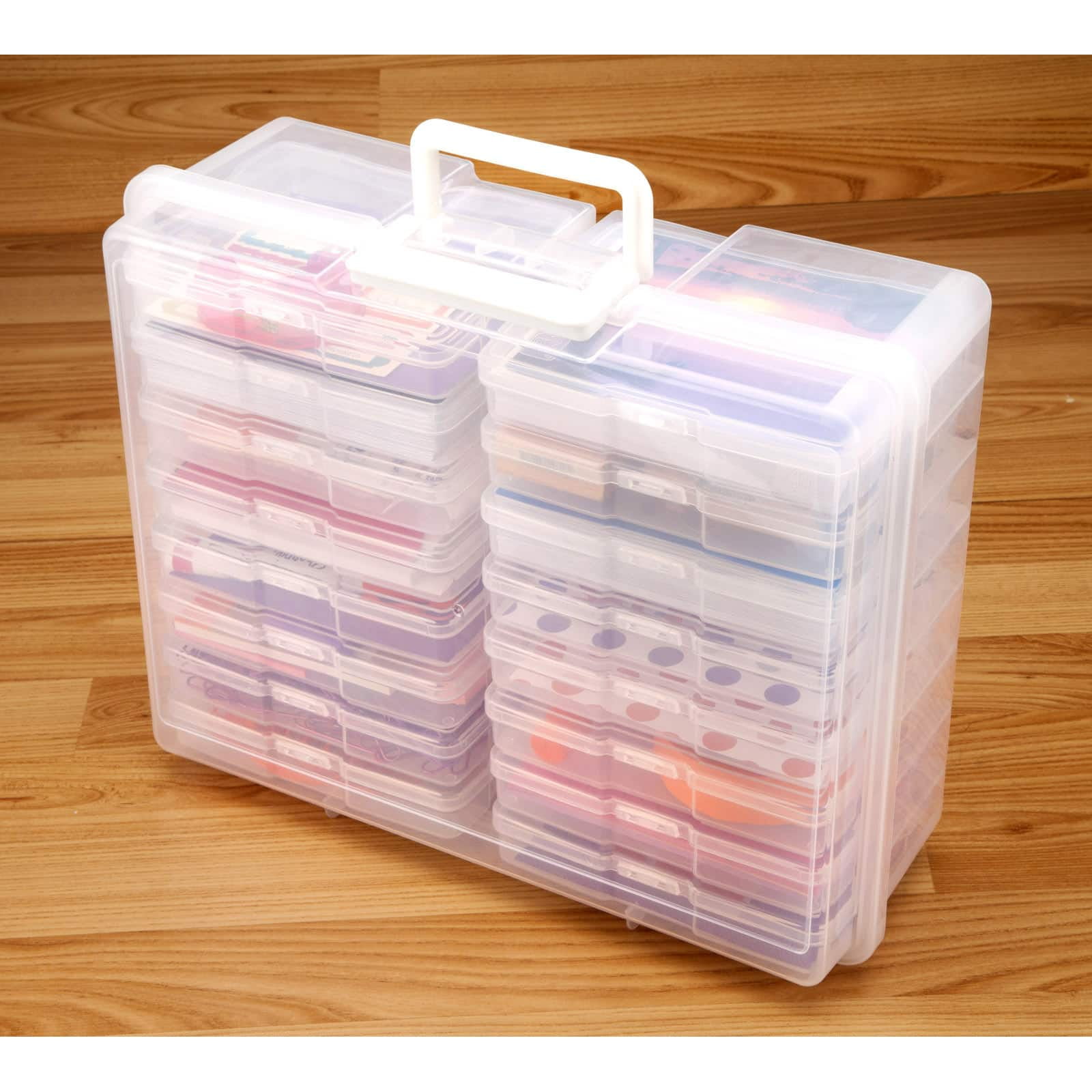 Clear Photo & Craft Keeper by Simply Tidy - Organize and Store Photos - Stickers - and Craft Supplies - Includes 16 Small Cases - 1 Pack
