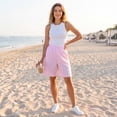 thumbnail image 4 of Evdexr Linen Shorts Womens Bermuda Striped Shorts Summer Knee Length Drawstring Beach Shorts 2026 Baggy Elastic Loose Fit Short Pants S, 4 of 7