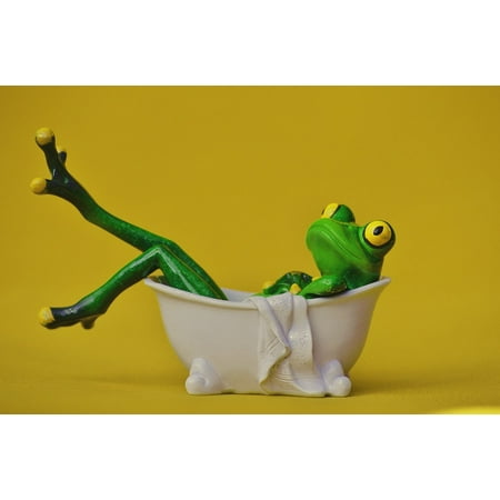 Canvas Print Frog Relaxation Bath Relax Swim Body Care Funny