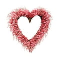 thumbnail image 2 of 20 Inch Valentine's Day Heart Shaped Floral Wreath - Artificial Spring Summer Wreath, Pink Blossom & Berries Design for Front Door Window Wall, Wedding Festival Home Decor, 2 of 6