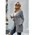 thumbnail image 3 of Women's Cable Knit Long Sleeve Sweater Button Open Front Cardigan Loose Outerwear with Pocket, 3 of 8
