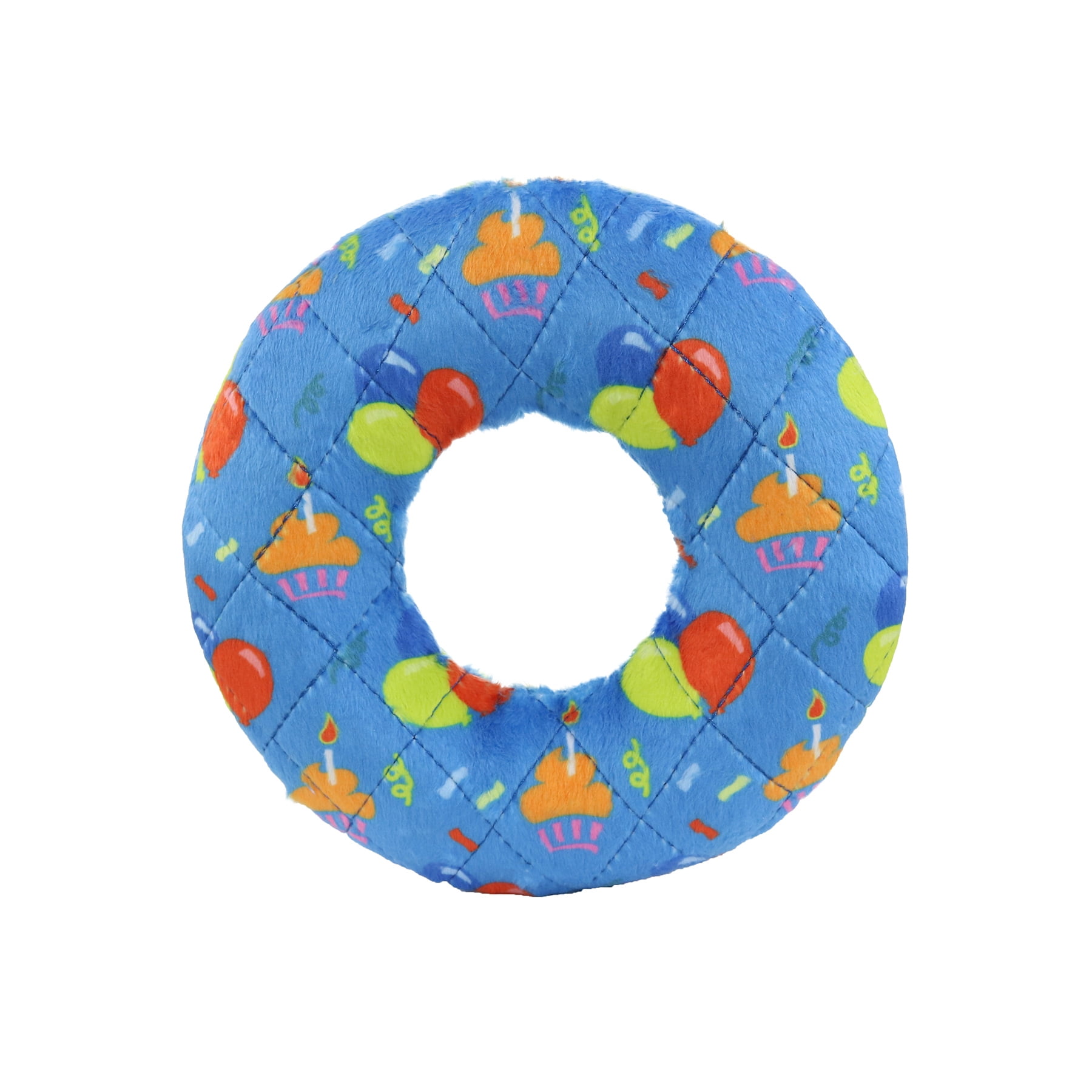 Mighty No Stuff Medium Ring Dog Toy, Celebration , Squeaky Plastic Core