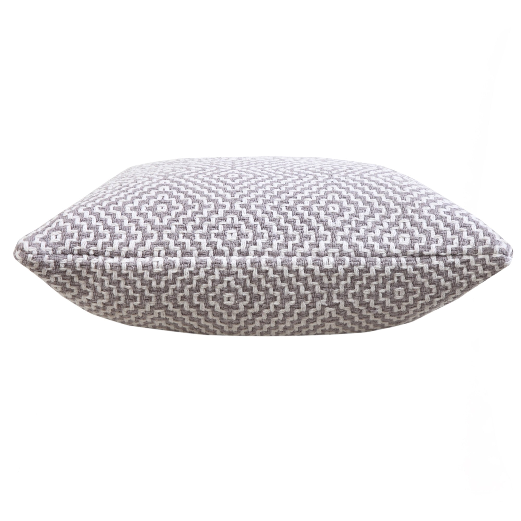 Laddha Home Designs Handwoven Diamond Cotton Throw Pillow Cover - 20" - Gray and White