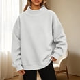 thumbnail image 2 of Gunia Plus Size Neck Women Sweatshirt Long Sleeve Crewneck Sweatshirt Casual Lightweight Pullover Tops Fall Fashion Clothes Light Gray S-3Xl, 2 of 4