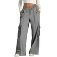 thumbnail image 3 of jtjvou Barrel Sweatpants Women Casual Baggy Elastic Waisted Pants Wide Leg Gym Trousers with Pockets Gray L, 3 of 8