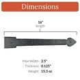 thumbnail image 3 of 2 Pack 16 inch Faux Door Hinges Black Decorative Strap Hinge Wrought Iron Strap Barn Door Strap Hinges, Farm Gate Hinge, Carriage Door Hardware The Colonial Series by Borderland Rustic Hardware, 3 of 4