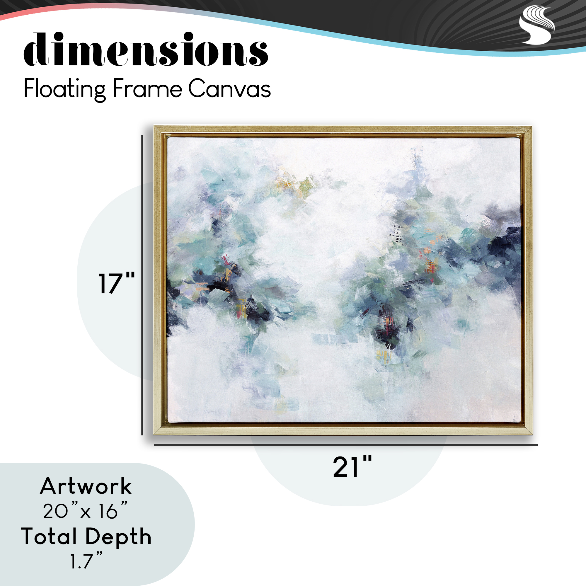 Reaching Out Abstraction Gold Framed Floater Canvas Wall Art, design by Karen Hale