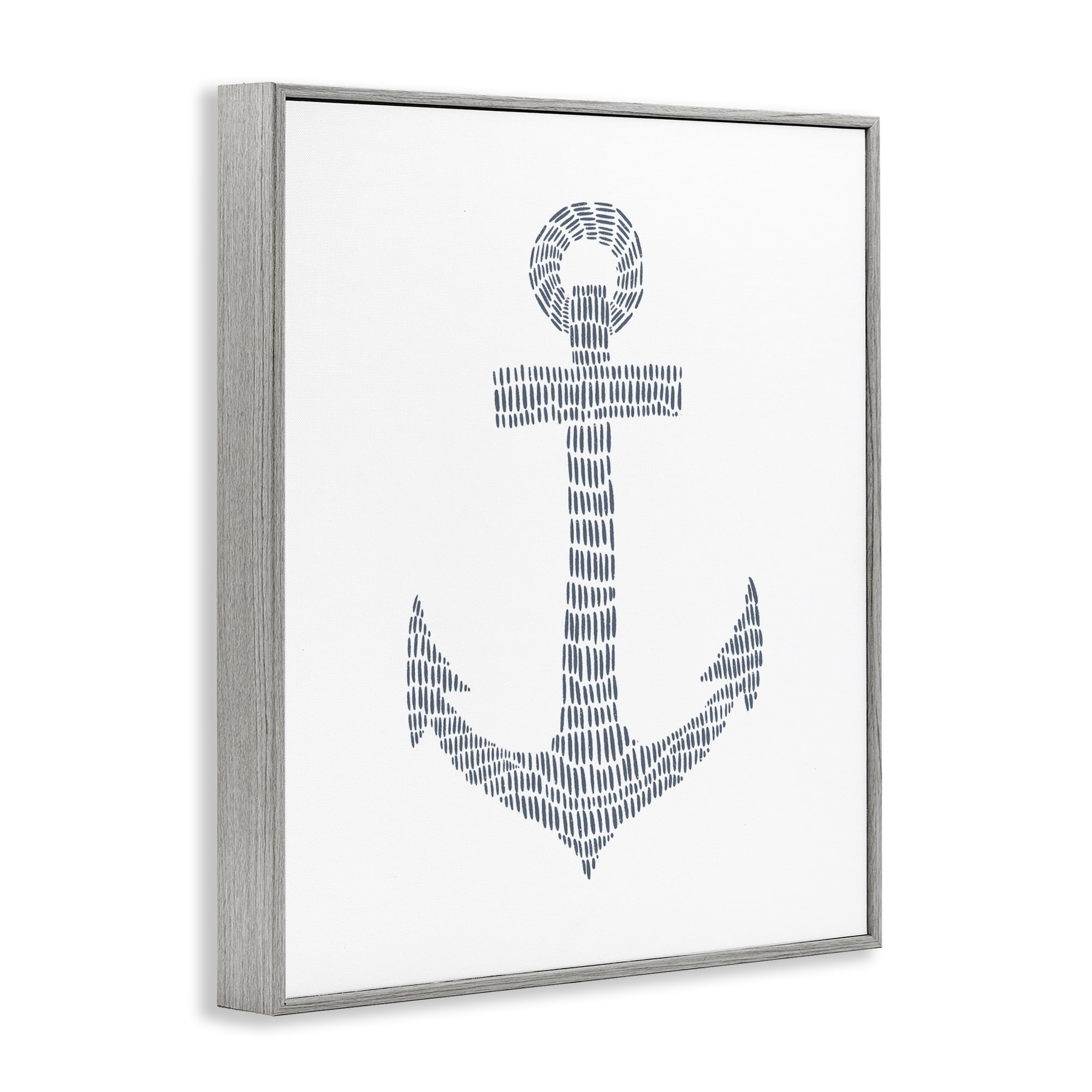 Stupell Industries Minimal Nautical Anchor Coastal Painting Gray Framed Art Print Wall Art, 24 x 30