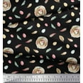 thumbnail image 2 of Soimoi Black Cotton Duck Fabric Nest & Feather Print Fabric by the Yard 42 Inch Wide, 2 of 3