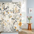 thumbnail image 4 of Shower Curtains for Bathroom, Yellow Grey Botanical Waterproof Fabric Shower Curtain, Spring Floral Birds Vintage Decorative Bathroom Curtain for Bathtub, 66"x72", No Hooks Included, 4 of 9