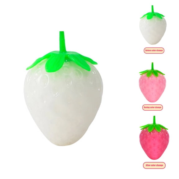 Color Changing Strawberry Squishy Fidget Toys Stress Relief Sensory Balls Squeeze Adults Anxiety Kids Focus Fun Desk Toys Party Favors Stocking Stuffers Autism Sensory Toys ADHD
