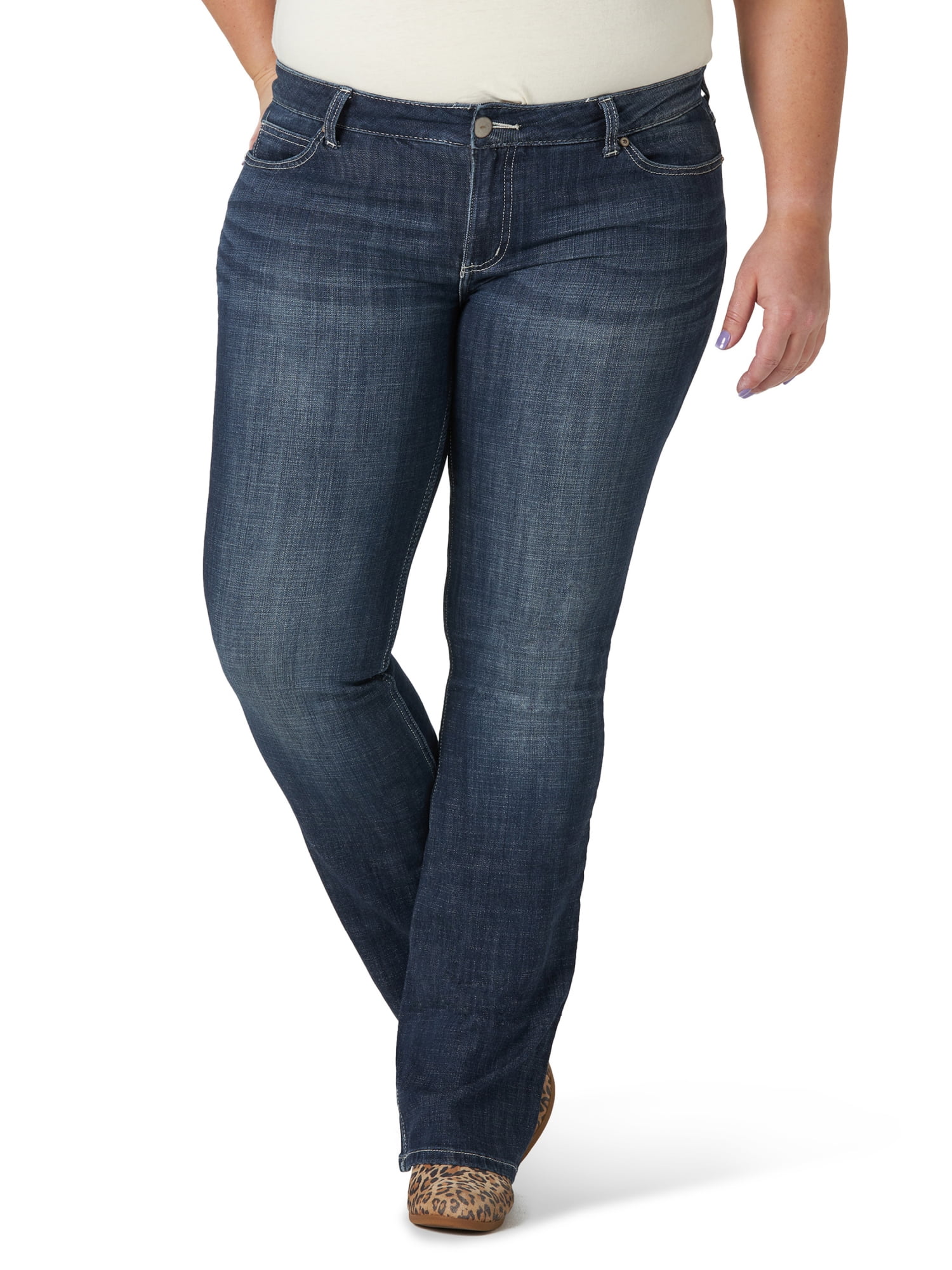 Wrangler Women's Plus Size Essential Mid Rise Bootcut Jean 