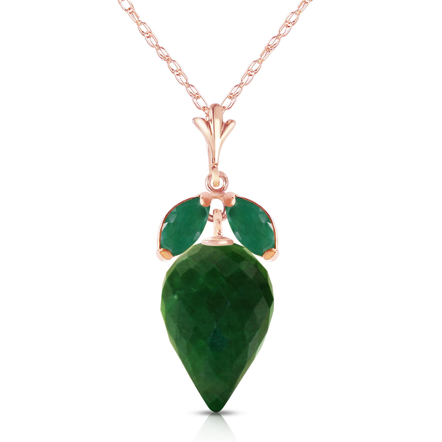 Galaxy Gold 14K Solid Gold Natural Emerald Marquise Necklace for Women - Rose Gold Fine Jewelry