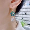 thumbnail image 2 of Pendientes de aro de cristal con flores a la moda, pendientes colgantes para mujer, joyería de boda, regalo 2022 JM, 2 of 5