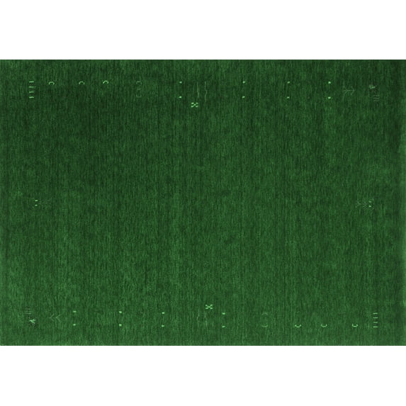 Ahgly Company Indoor Rectangle Abstract Emerald Green Contemporary Area Rugs, 7' x 9'