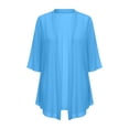 thumbnail image 3 of Linfrsh Long Sheer Chiffon Cardigans for Women Half Sleeve Light See Through Dusters Casual Loose Kimono Cardigan Capes(Sky Blue,L), 3 of 3