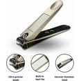 thumbnail image 6 of Beauty Power Nail Clippers Set for Men 3 in 1 - Stainless Steel Toenail and Fingernail Clippers with Glass File, Anti Splash, PU Leather Travel Case - Fathers Day Gift - Black, 6 of 9