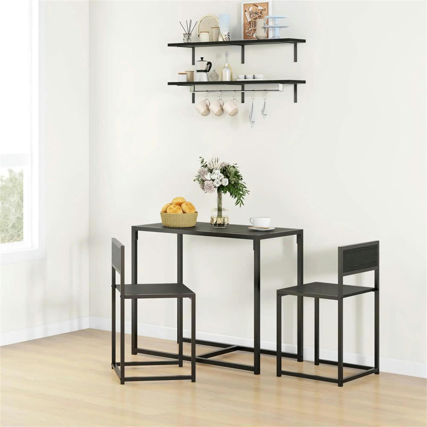Demi Bonn 3 Piece Dining Table Set for Small Spaces,dustrial Kitchen Table and Chairs for 2 Dining Room Set with Chairs Home Furniture Rectangular, Black