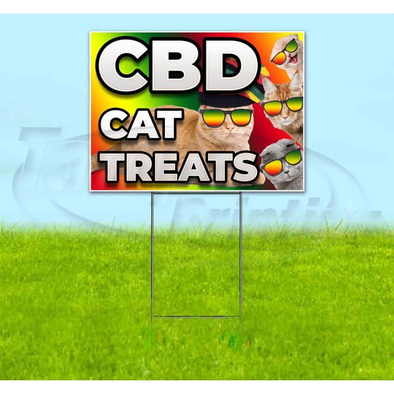 Cbd Cat Treats (18" x 24") Yard Sign, Includes Metal Step Stake