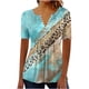 thumbnail image 3 of TaTaai Women's V-Neck Printed Top, Soft Cotton, Relaxed Fit Short Sleeve, Button Accent Ruching, Pullover Style, Casual Daily Wear Spring Summer Multi-Color Options Gift, 3 of 5
