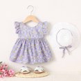 thumbnail image 2 of Toddler Girls Cotton Dress Ruffled Sleeve Summer Cute Dress with Strawberries Prints (18 Months, Purple-Floral), 2 of 4