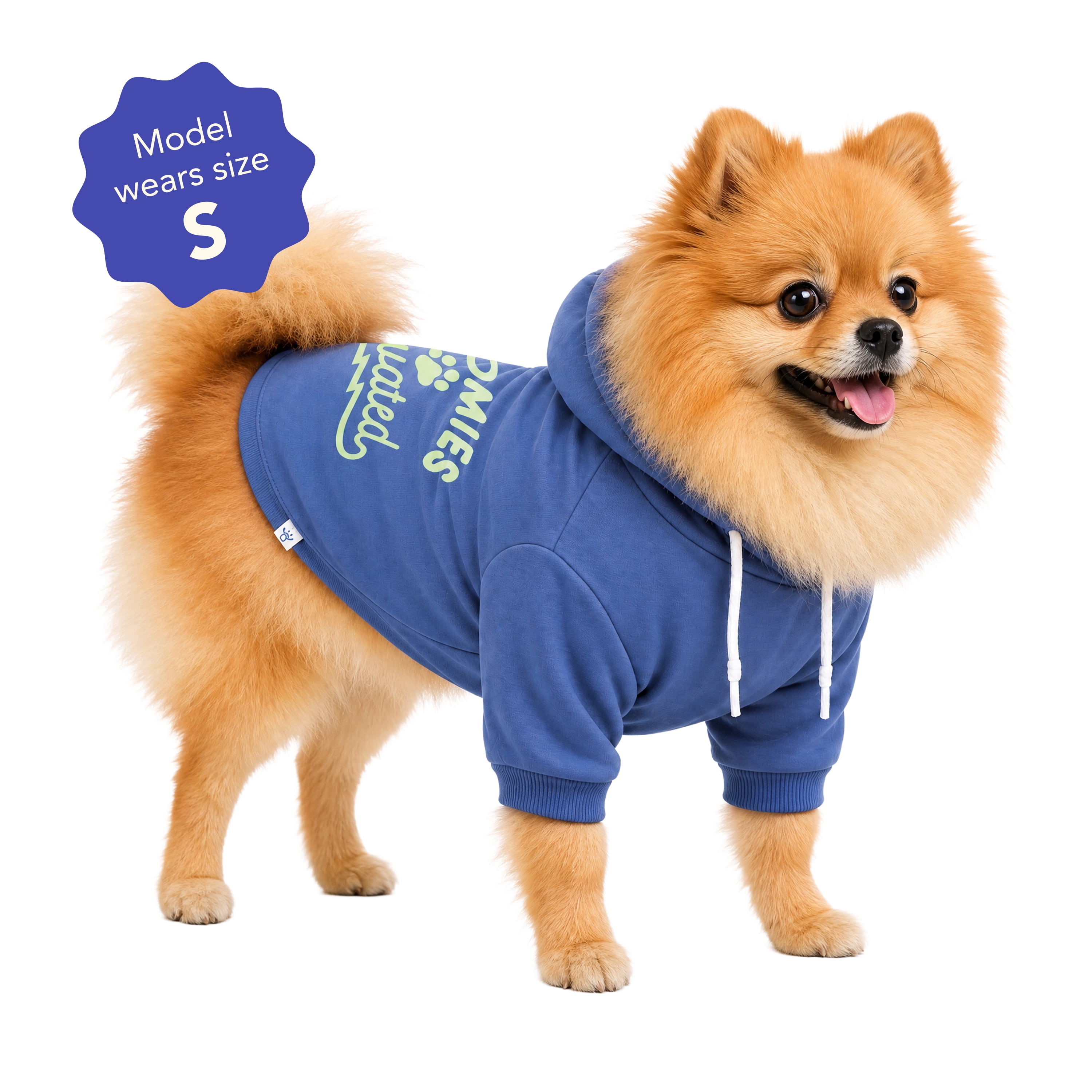 Oodles Zoomie Activated Fall Dog Hoodie, Blue, Small