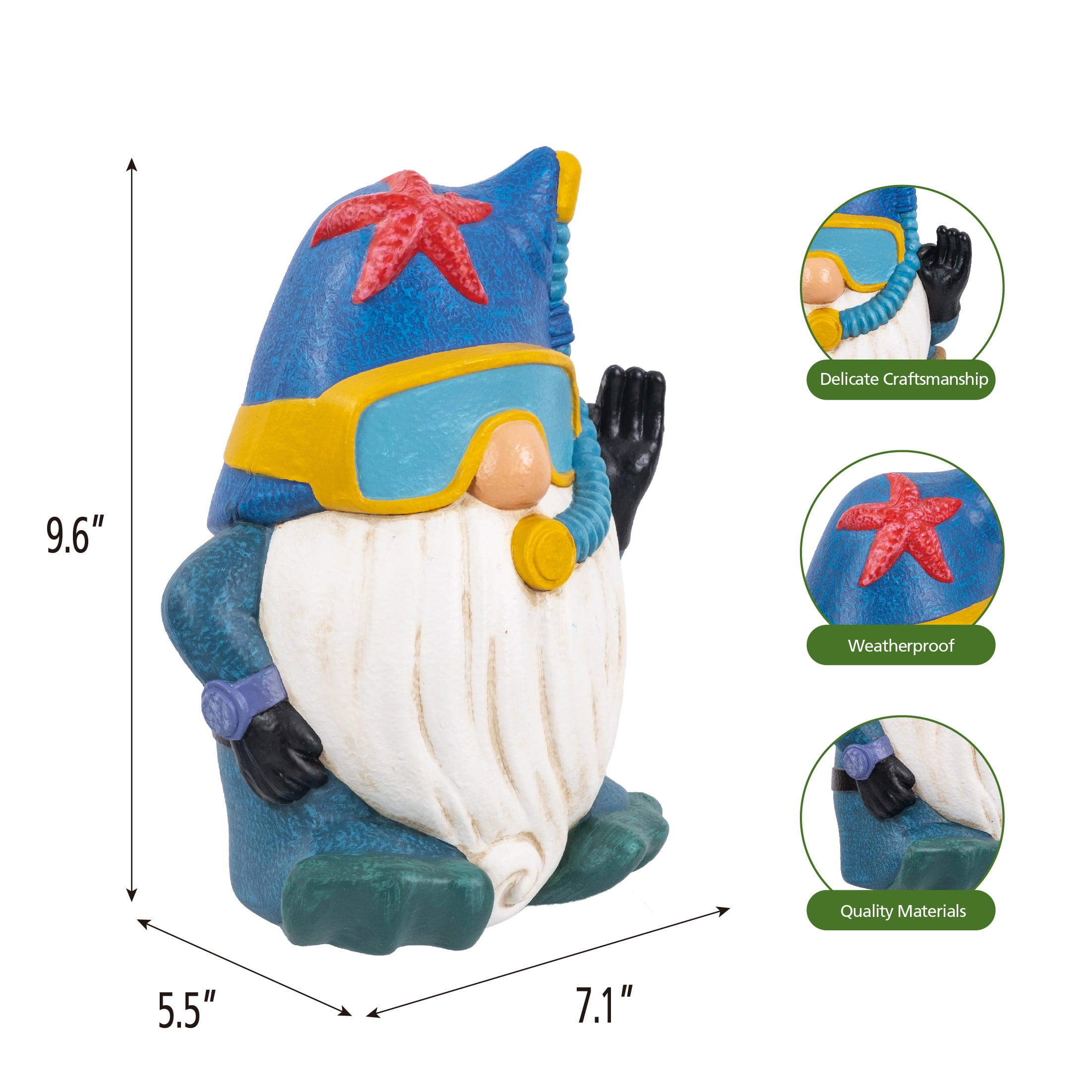 Mainstays Coastal Diver Gnome Outdoor Garden Statue, Weather-Resistant