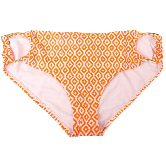 Spirit Women's Orange Classic Diamond Gold Hip Detail Bikini Swim Bottom
