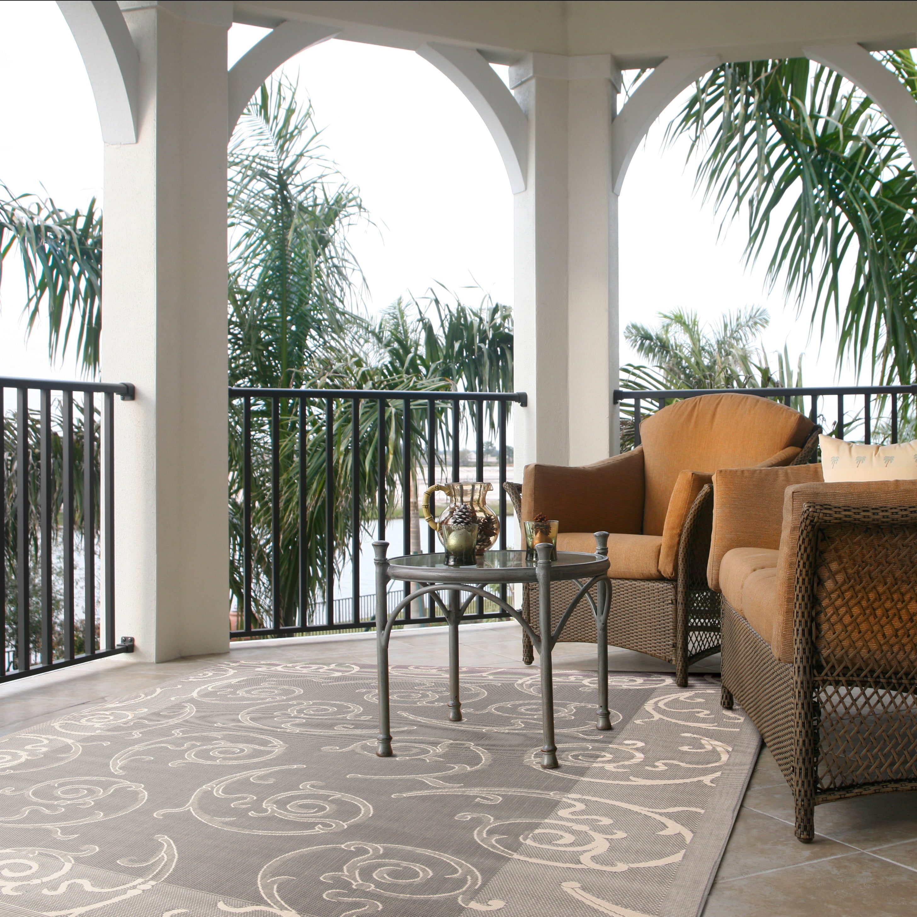 Safavieh Courtyard Daniel Oriental Indoor/Outdoor Area Rug, Gray/Natural, 2' x 3'7"